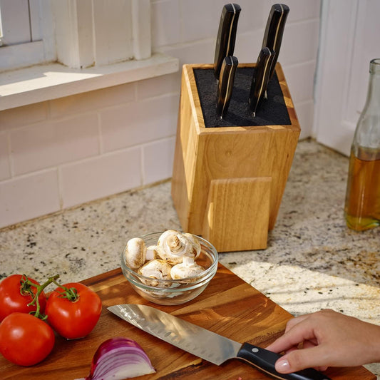 Dice Knife Block, Light Oak Woodgrain