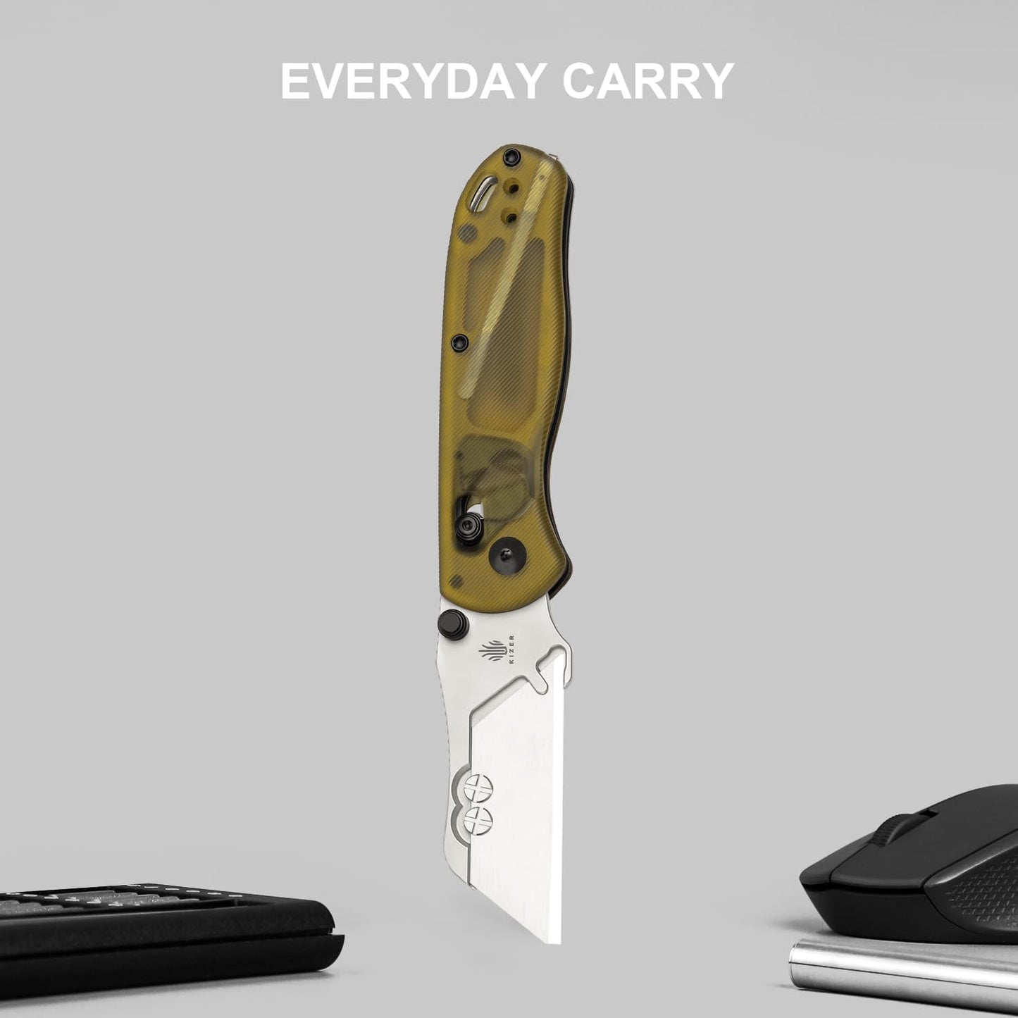 Uti Bear(Dual-screw) Folding Utility Knife, Clutch Lock Box Cutter | EDC Pocket knife with 5PCS Razor Blades, Pocket Knives with Pocket Clip for Men Women V3619JA3
