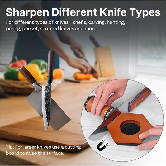 Rolling Knife Sharpener – 6 Magnetic Angles (12°, 15°, 17°, 19°, 22°, 25°) – Kitchen Knife Sharpener – Sharpening Kit with Magnetic Diamond Grinding Discs – Gifts for Men & Women