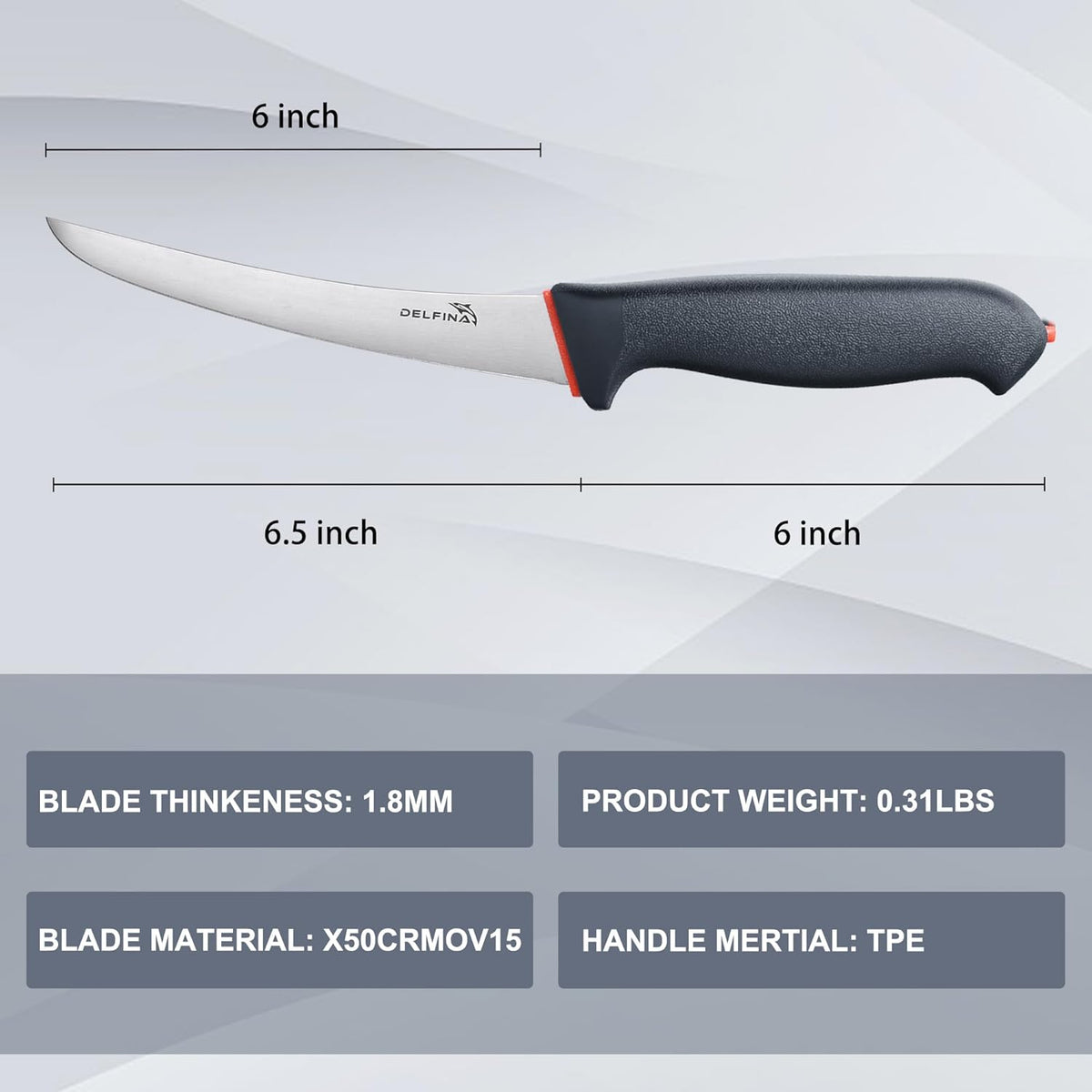 6 Inch Boning Knife, Curved Butcher Knife for Meat Cutting | Japanese high-carbon steel,Flexible blade,Ergonomic grip,Sharp for deboning, filleting, trimming.