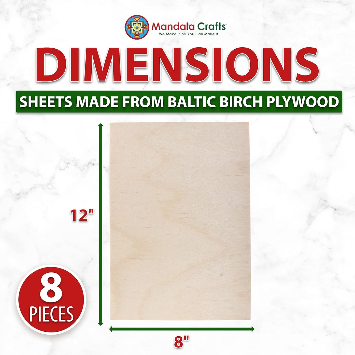 Baltic Birch Plywood Board - Thin Wood Sheets for Crafting Model Laser Cutting Engraving 6x6 Inches - 16 Unfinished Wood for Wood Burning Projects
