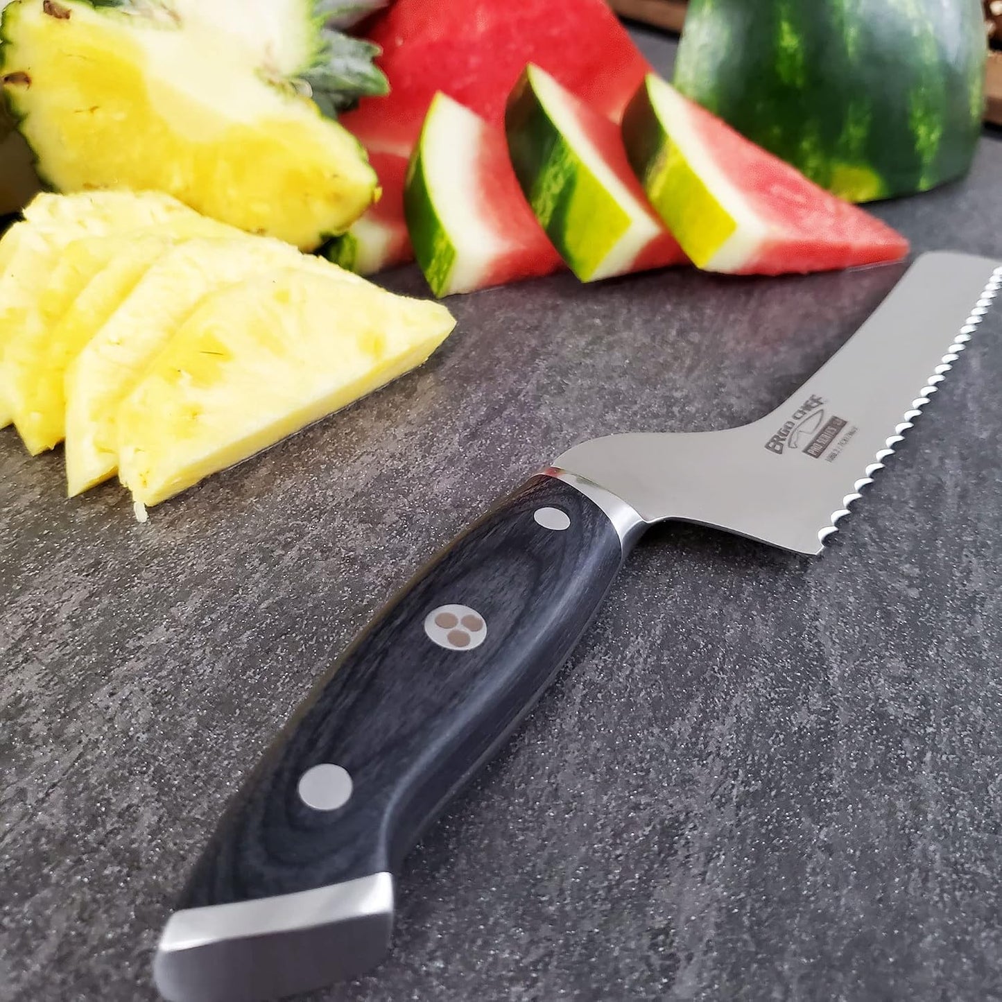 Pro Series 2.0 8-Inch Serrated Offset Bread & Deli Knife – Forged High Carbon 7Cr17MoV Stainless Steel Blade with Ergonomic Pakkawood Handle for Smooth Cutting