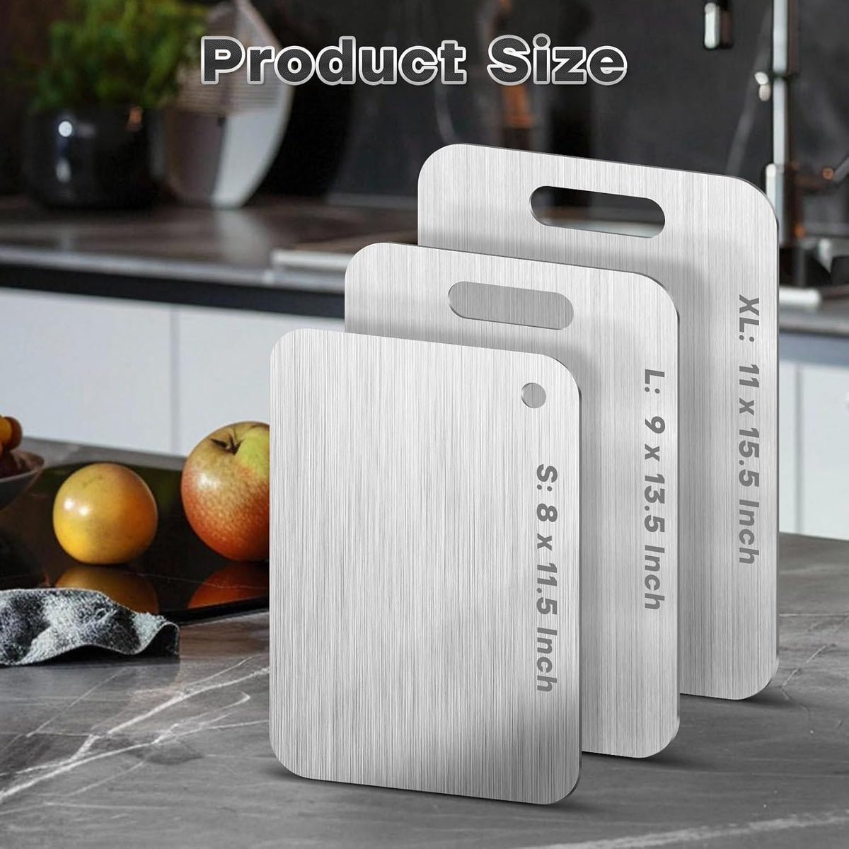 Katuchef Titanium Cutting Boards for Kitchen Double Sided Non Toxic Metal Cutting Board,Dishwasher Safe Cutting Boards(1PC-L-9x13.5In)