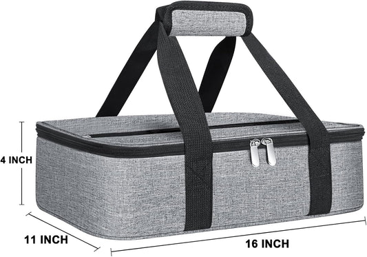 Insulated Casserole Carrier - Casserole Carriers for Hot or Cold Food - Lasagna Lugger Dish Carrier, Thermal Lunch Bag for Potluck Parties, Picnic, Travel, Fits 9" x 13" Baking Dish, Grey
