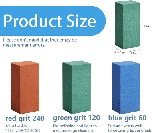 3 Pcs Gummy Rubber Abrasive Stone- Edge Grinding Rubber Block Stone- Soft Snowboard Gummy Stone- Snowboard Ski Stone for Removing Rust and Burrs (Blue 60 Grit, Green 120 Grit, Red 240 Grit)