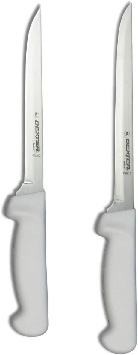 Russell 7" and 8" Fillet Knife w/Polypropylene White Handle,Boning Knife, Flexible Fillet Knives for Meat Fish Poultry Chicken,bundle | Flexible Boning Knives For Meat Fish Poultry Chicken