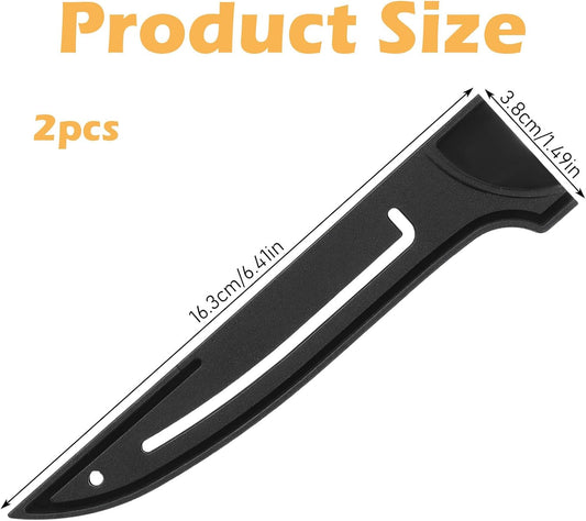 2 Pcs PP Safety Knife Cover Sleeves Plastic Kitchen Knife Sheath for 6" Boning Knives Blade Protector Universal Knives Guard for Kitchen (Black)