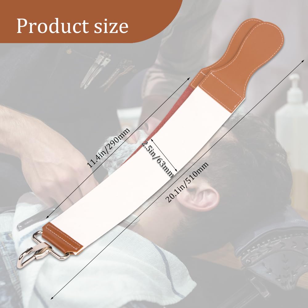 1Pcs Dual-Sided Leather Sharpening Straps Professional Barber Leather Strap Straight Razor Strop with Cowhide & Canvas for Enhanced Razor Sharpening & Smoothing Experience (Black)(Cowhide)