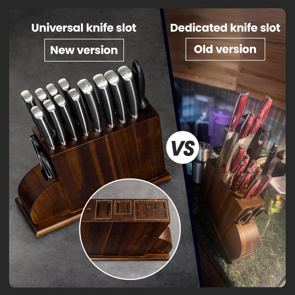 Knife Sets for Kitchen with Block, 17 Pieces with Magnetic Knife Holder, German High Carbon Stainless Steel Damascus Pattern Chef Knife Set, Ideal for Gift