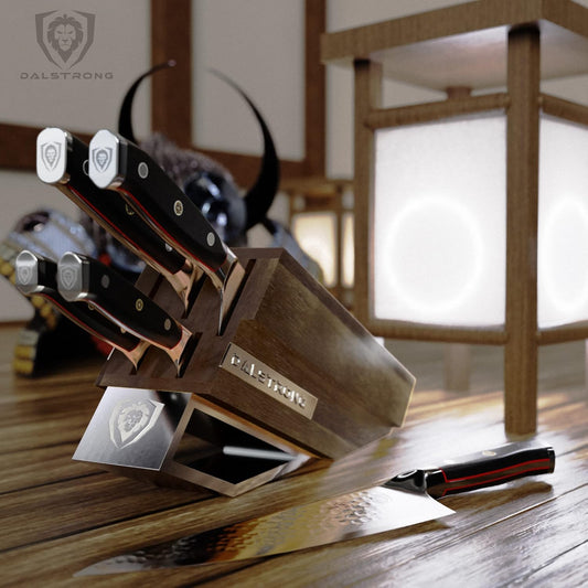 5-Piece Japanese Knife Block Set — 66-Layer Damascus AUS-10V Steel (8–12° Edge), Chef + Santoku + Utility + Bread + Paring — Shogun ELITE For Serious Home Cooks & Culinary Gifts