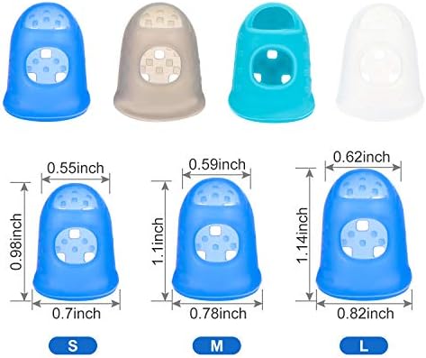 24 Pieces Rubber Fingers Tips Guard with 3 Sizes (S/M/L) Finger Protector Covers Caps for Paperwork, Cutting, Wax Carving, Guitar Playing and Office Supplies Tasks (Classic Colors)