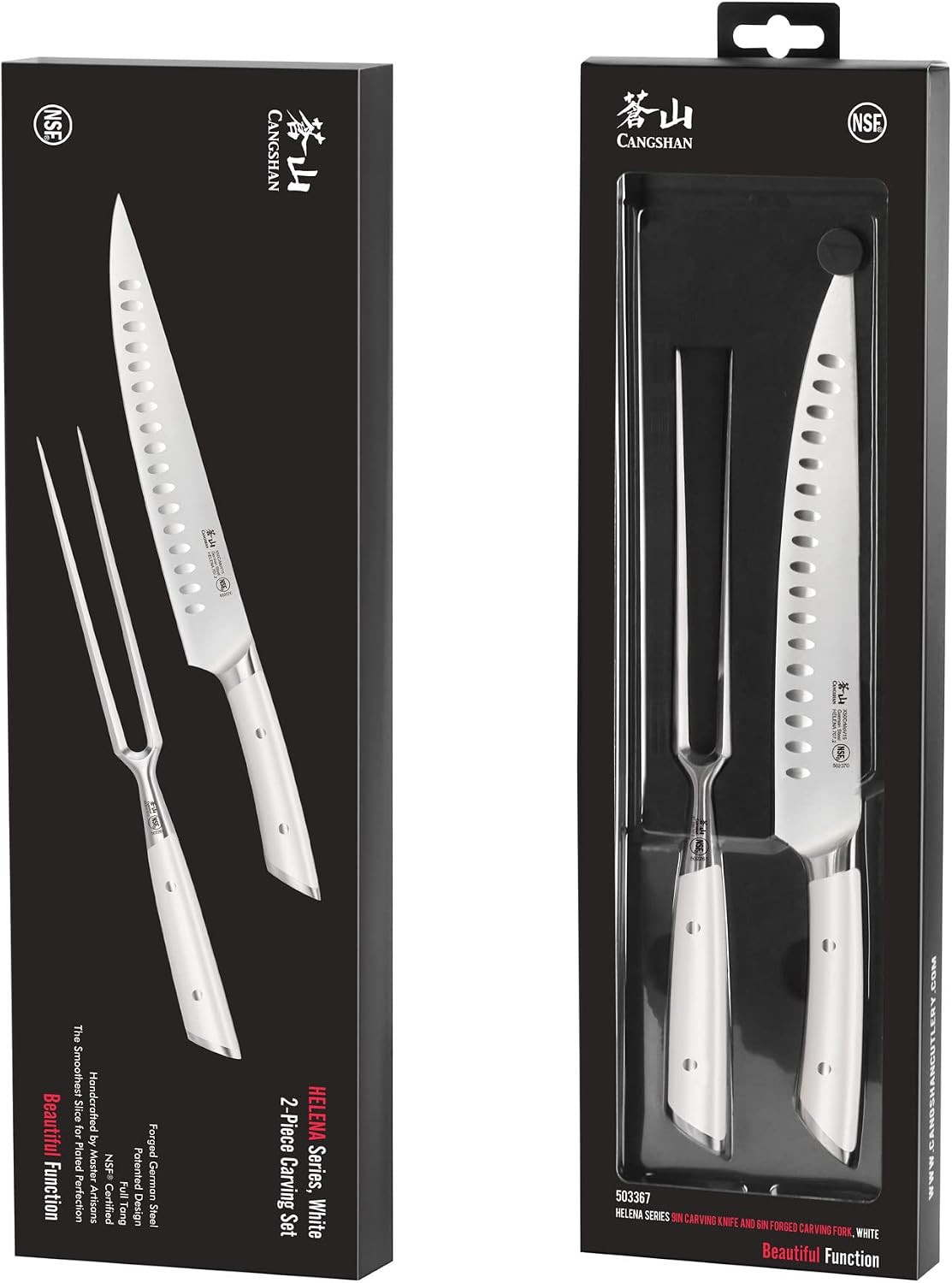 Cangshan HELENA Series German Steel Forged 2-Piece Carving Set (White)