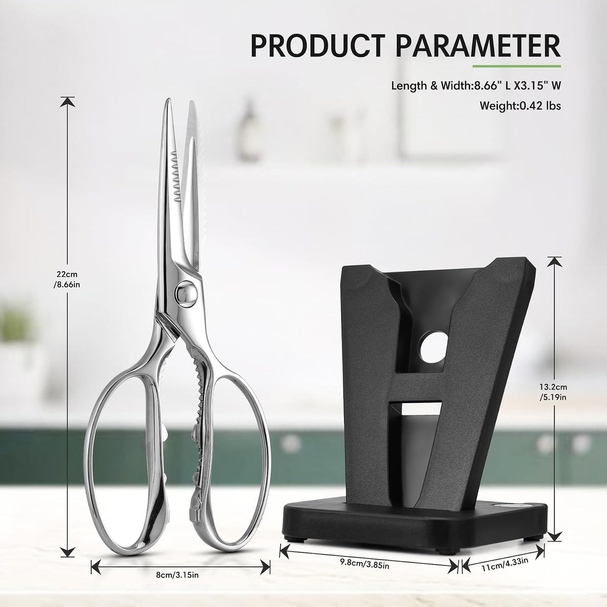 Heavy Duty Kitchen Scissors, Kitchen Shears for Meat, Chicken, Fish, Poultry, Herb and Bread - Stainless Steel Detachable All Purpose Cooking Shears, Dishwasher Safe