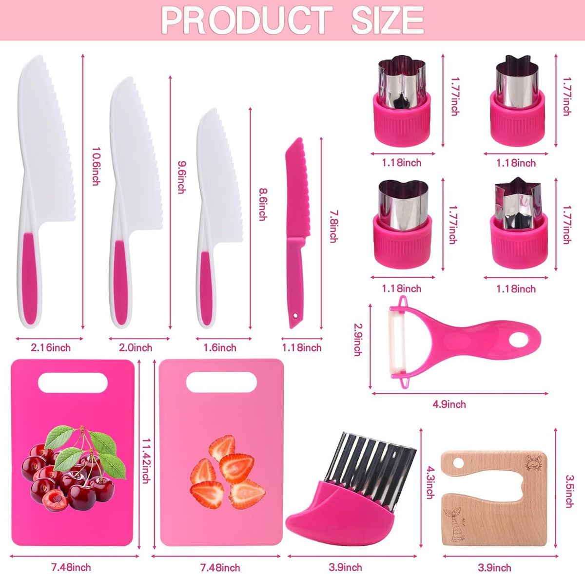 Montessori Kids Knife Set for Real Cooking – Safe Kitchen Tools, Toddler Cooking Toys for Ages 4-10, Birthday Gift for Girls & Boys, Educational Cutting Set