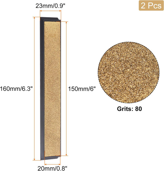 Diamond Sharpening Stone, 6" x 0.8" (150mm x 20mm) 80 Grits Titanium Coated Whetstone Sharpener Grinding Plate Hand Tool 2pcs