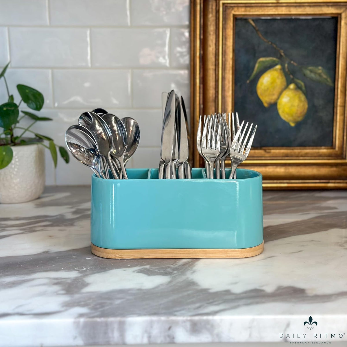 ® White Countertop Silverware Holder