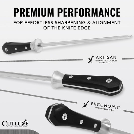 Honing Rod, 10" Knife Sharpener Steel – Honing Steel for Knives | Professional Blade Maintenance, Ergonomic Handle Design – Grilling Gift for Men, Artisan Series