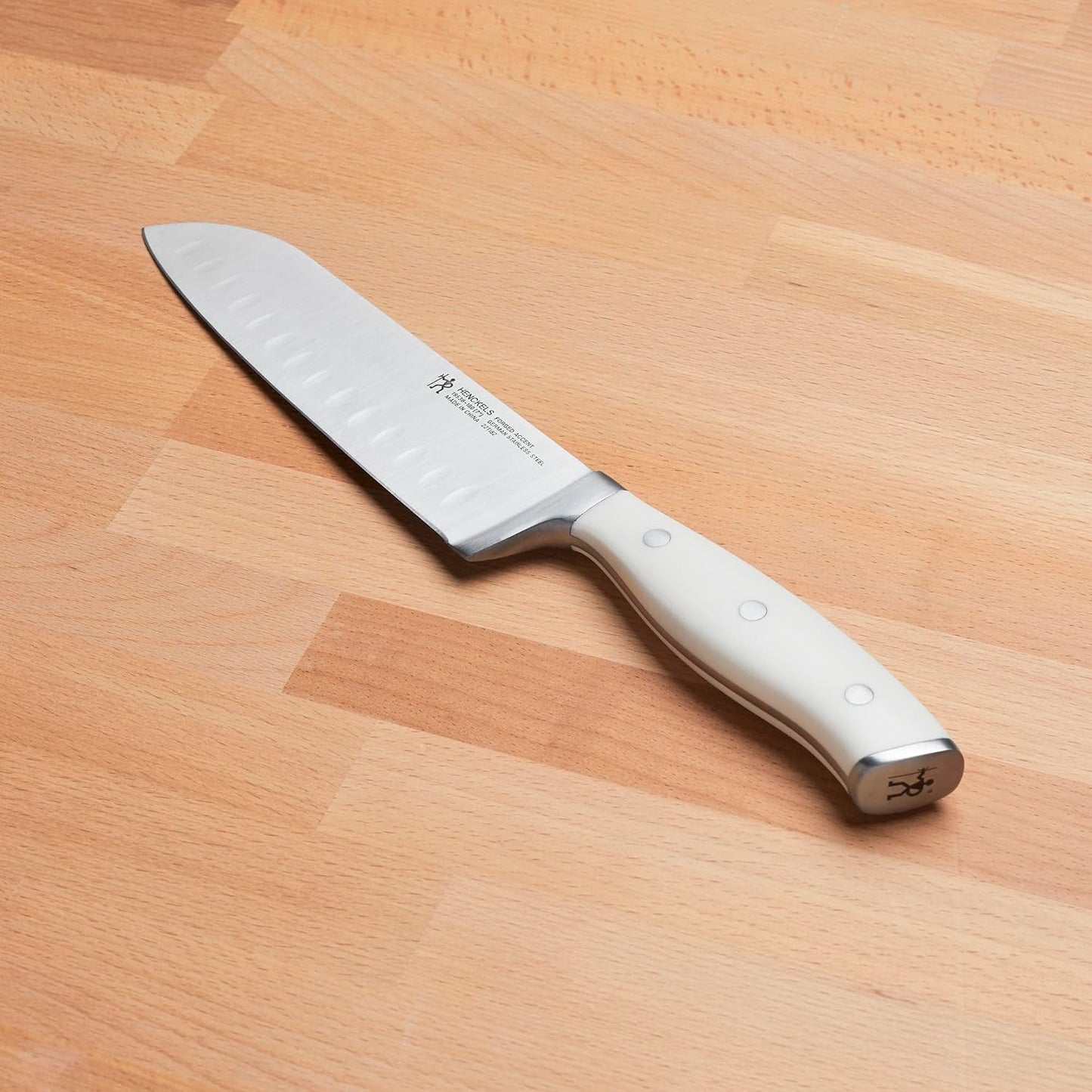 Forged Accent Razor-Sharp 2-pc Santoku Knife Set, White Handle, German Engineered Informed by 100+ Years of Mastery