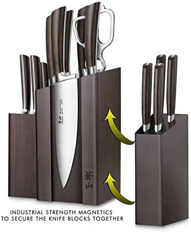 Cangshan A Series 1022285 German Steel Forged DENALI Magnetic Knife Block Set, Walnut