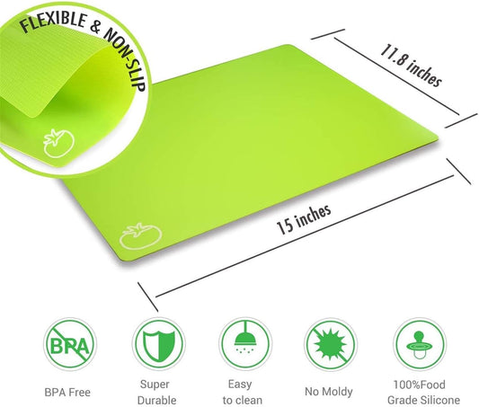 Flexible Plastic Cutting Boards for Kitchen, Upgrade Nonslip Cutting Board Set of 4, BPA-Free, Dishwasher Safe