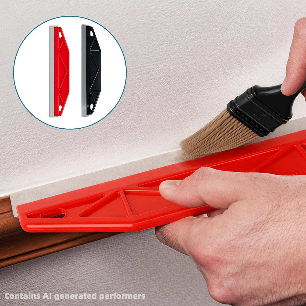 2PCS Paint Guard Shield for Trim – Red & Black Stainless Steel Scraper Knife Set for DIY and Professional Painters – Precision Paint Cutting Edge Tool, High Value