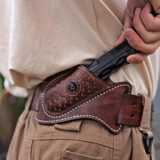 Tourbn Leather Knife Sheath for Belt Pocket Folding Knife Holder Compact Draw Knifes Carrier EDC Tools Holster