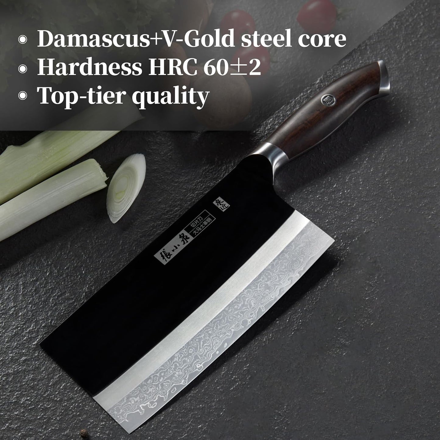 Chinese Meat Cleaver 7.3”, Sharp Chinese Vegetable Cleaver Made of High Carbon Stainless Steel, Chopper Knife for Meat Vegetable Fish and Poultry