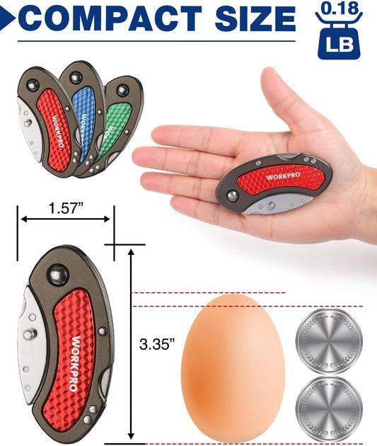 Folding Utility Knife Set | Quick Change Blade, Back-lock Mechanism 3-piece with 10-piece Extra Blades