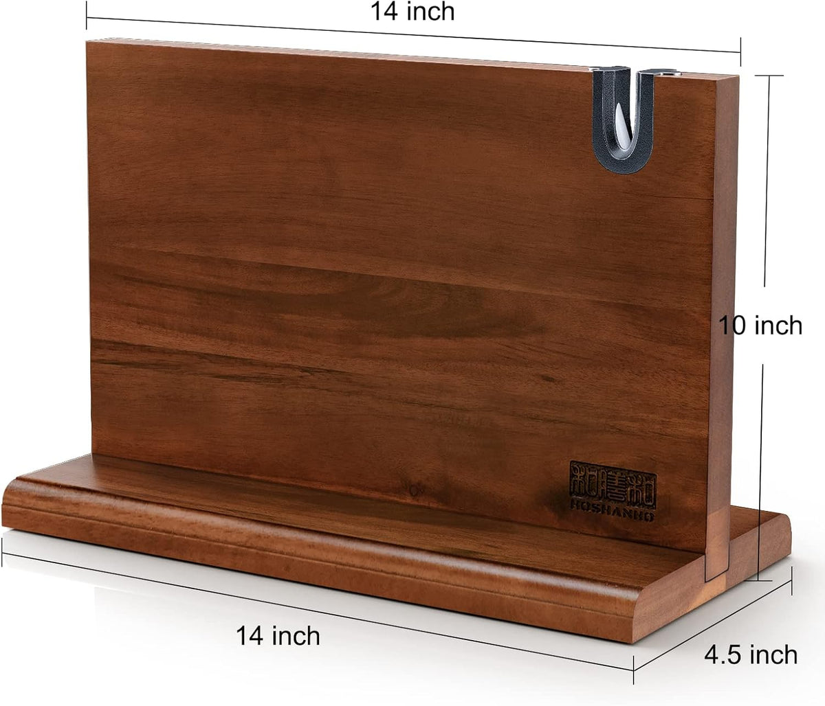 9 Inch Kiritsuke Chef Knife, Japanese Hand Forged 7 Layers VG-10 Steel Kitchen Knife & Magnetic Knife Block 14 x 10 Inches, Double Sided Magnetic Knife Holder Rack for Kitchen Counter