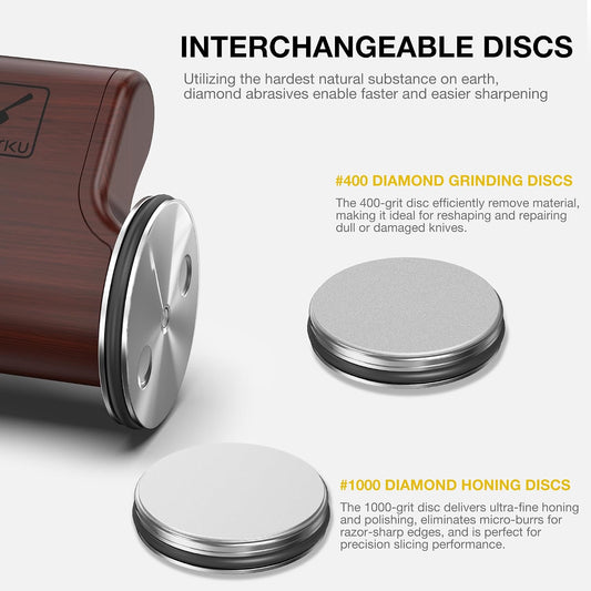The Innovative Rolling Knife Sharpener - Fast & Safe Knife Sharpening - 4 Magnetic Angles Knife Sharpener Tool for Kitchen Knives - Diamond Rolling Knife Sharpening Kit with 12°/13°/15°/20° Sharpening