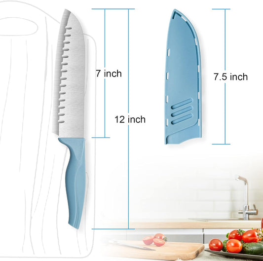 7 Inch Chef's Knive Sets Paring knives Japanese Chefs Knife Fruit and Vegetable Knife Stainless Steel Kitchen Utility Knives with Blade Guards(1 Pcs)