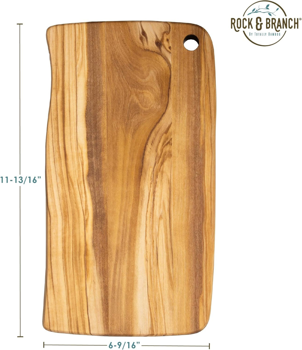 Rock & Branch Olive Wood Cutting and Serving Board, Wooden Chopping Board for Kitchen, 11-13/16" x 6-9/16"
