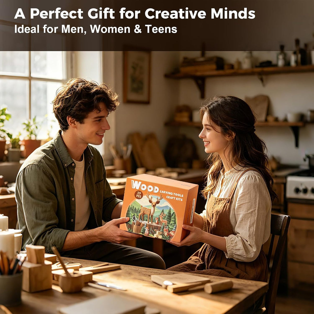 Wood Carving Kit for Beginners-Whittling Kit with Wood Blocks and Paint Set | Wood Carving Tools for Beginners - Hobbies for Women and Men - Arts and Crafts for Adults & Kids - Gift for Girls and Boys