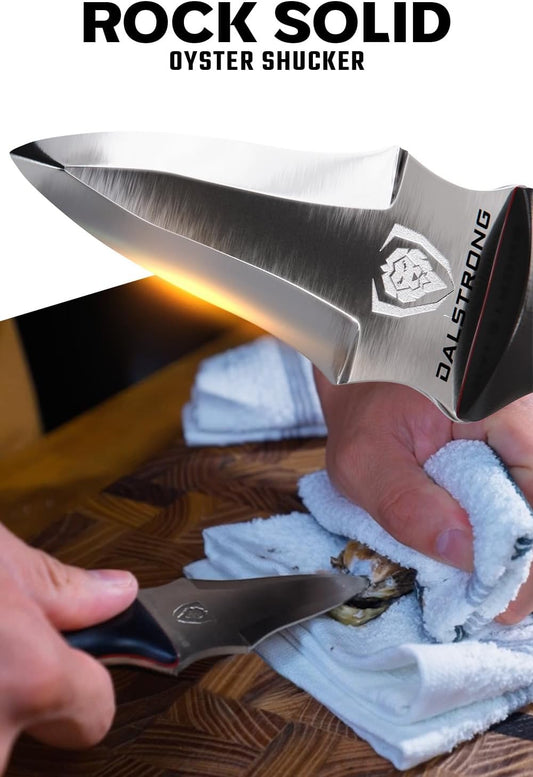 Professional Oyster Knife - 3.5 inch - Shogun Series Elite - Clam and Shellfish Shucking Knife - Japanese AUS-10V Super Steel - G10 Handle - Cooking Fish Kitchen Knife - Sheath Included
