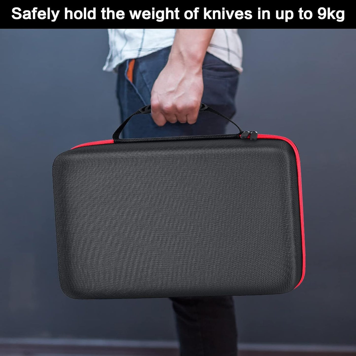 64+ Pocket Knife Storage Case for Folding Knife Collections | Hard EVA Shell, 88 Slots, 2 Dividers and Elastic Straps for EDC, Camping and Collector Knives, Case Only