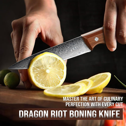 Damascus Paring Knife 5 inch, VG-10 Damascus Steel Fruit Knife, Japanese Peeling Knife with Ergonomic Wood Handle, Multipurpose Kitchen Knife for Cutting Fruit Vegetables
