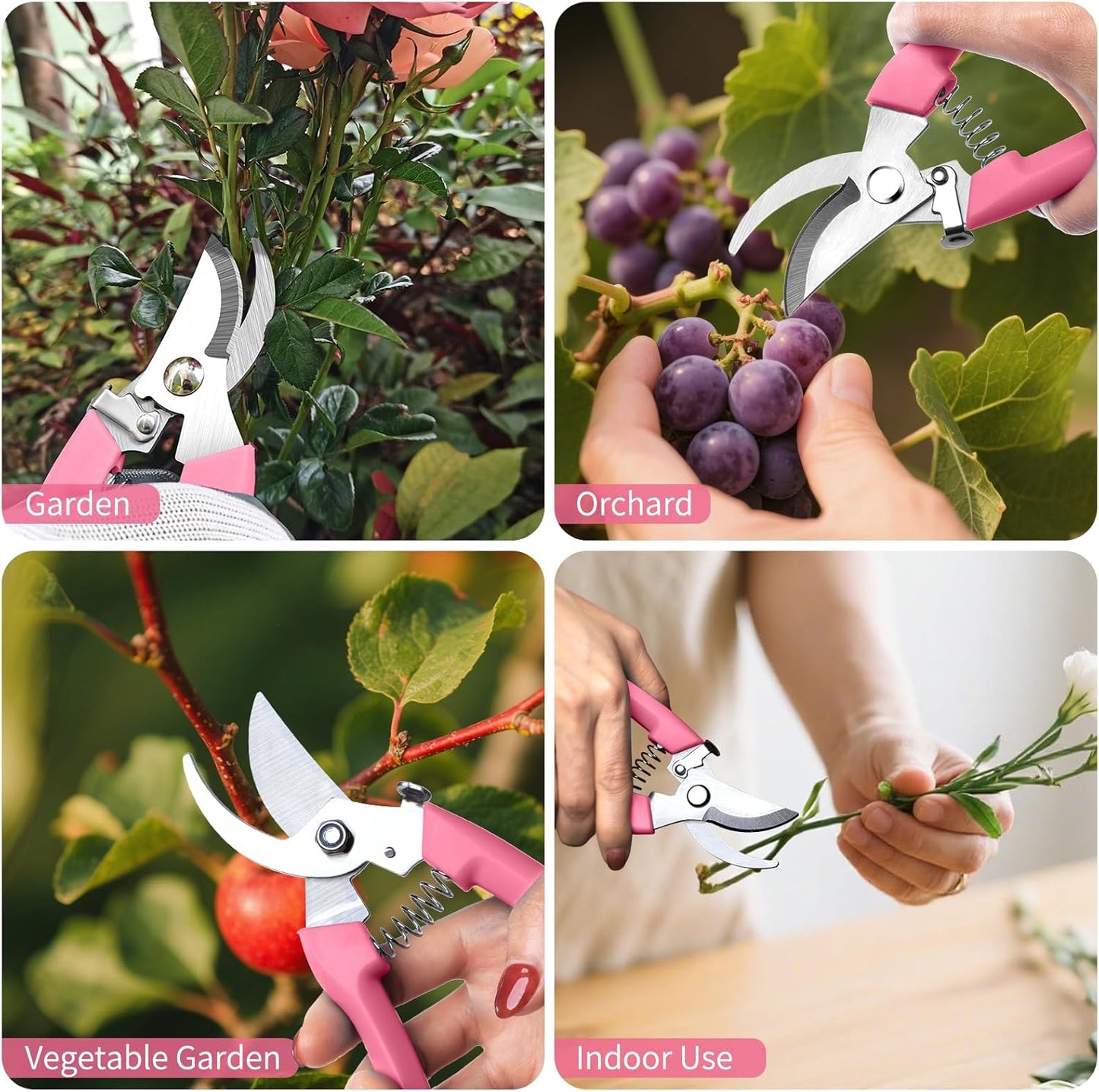 Flower Scissors, Premium Flower Shears, Pruning Shears for Gardening-Pink | Sharp Handhled Garden Scissors, Stainless Steel Garden Shears, 1-inch Cut Capacity Rust Resistant for Plants Bonsai