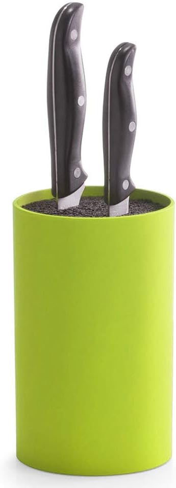 Round Knife Block with Brush Insert, Plastic, Black