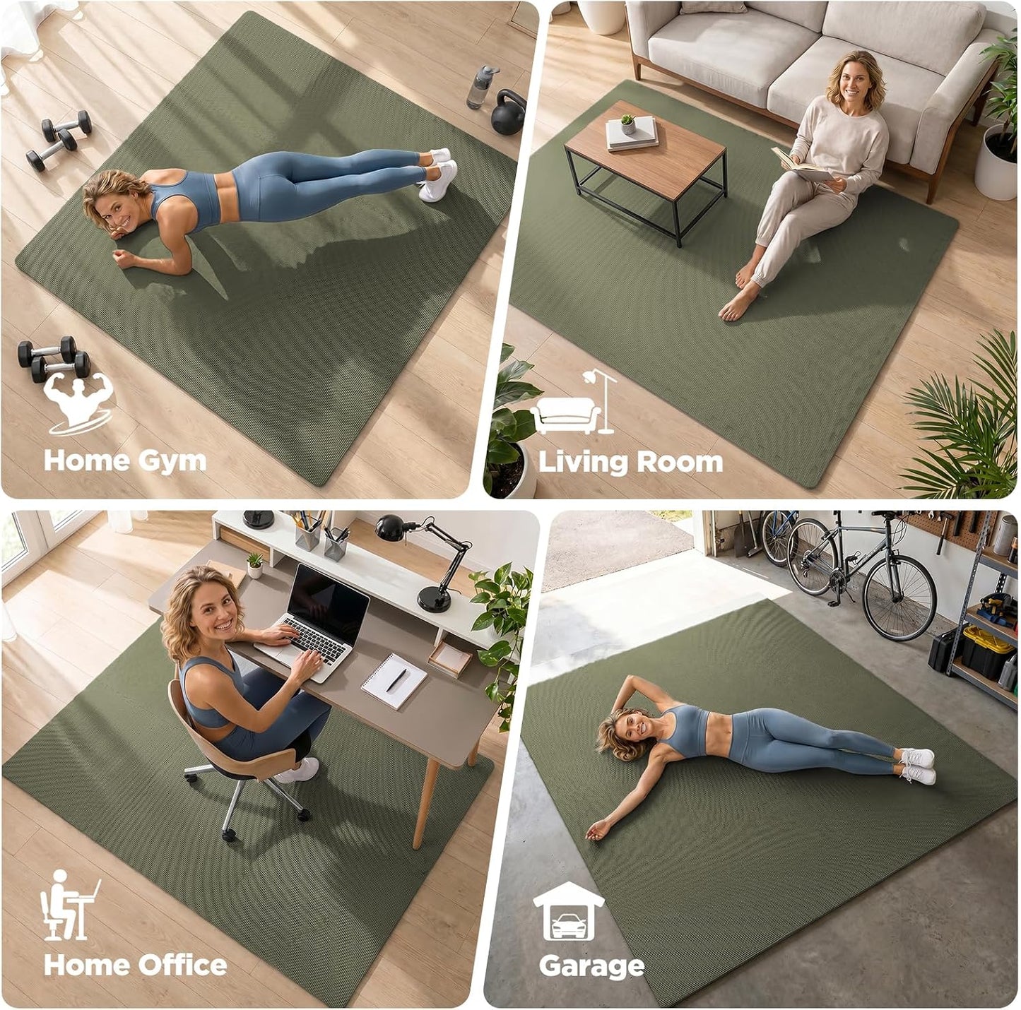18 PCS Gym Floor Mat, EVA Foam Puzzle Gym Mat, High-Density Interlocking Foam Floor Tiles for Home Gym, Play Workout Garage Kitchen Flooring 12.6"x12.6"x0.4"