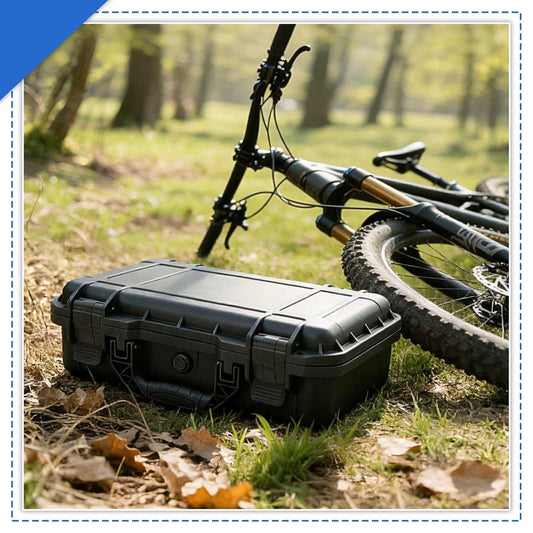 14.3 x 11.4 x 4.5 Inch Waterproof Hard Case with DIY Customizable Foam Insert Portable Protective Storage Case with Knife for Camera Drones Equipments Tools Test Instruments,Black