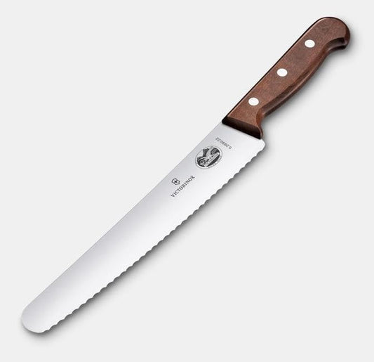 Wood 8.5 Inch Bread and Pastry Knife, Serrated, Round Blade | Swiss-Made Forged Steel Serrated Slicer with an Ergonomic Natural Wood Handle for Professional Results and Precise Slicing