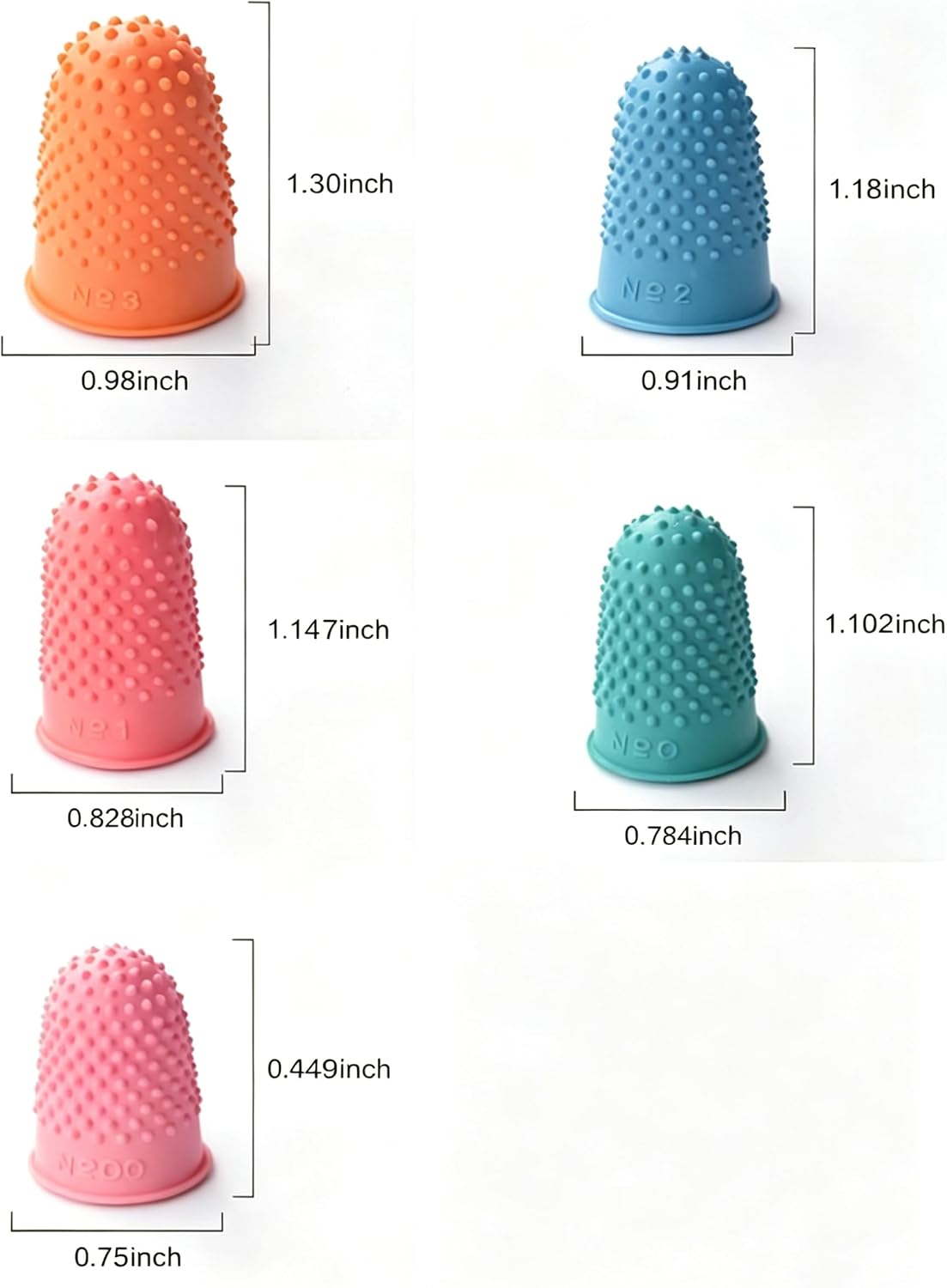 Thimble Protectors 5Pcs, Finger Protectors, Rubber Fingers Thimble Guard Tips Caps Pads Cover Craft Finger Tip Sewing Counting Protector for Embroidery, Sewing, Cutting (Pink)