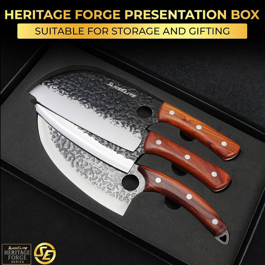 Hand-Forged Professional Butcher Knife (3 PC BUTCHER KNIFE SET W/SANDLEWOOD HANDLES)