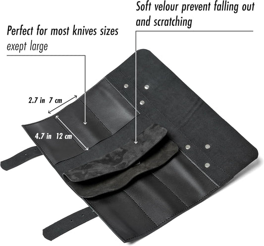 Leather Folding Knife Display Roll Organizer for 6 Pocket Knives Case, Pocket Knife Storage Holder, Knives Collection Holder Pouch Bag VR6BL