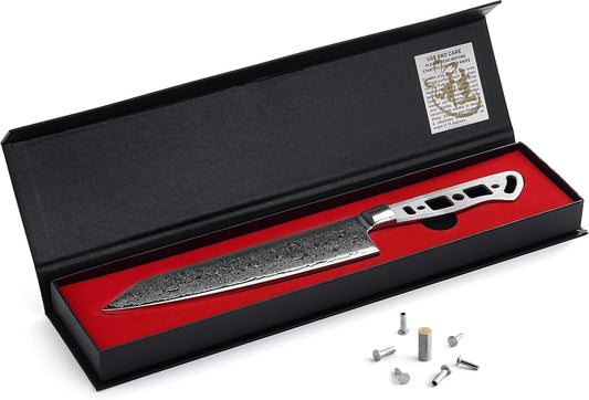 KATSURA Woodworking Project Kit – Kiritsuke Chef Knife Blank – 8 Inch – Japanese Premium AUS 10, 67 Layers Damascus Steel – Perfect for Woodworkers, Crafters – Includes a Handcrafted Gift box