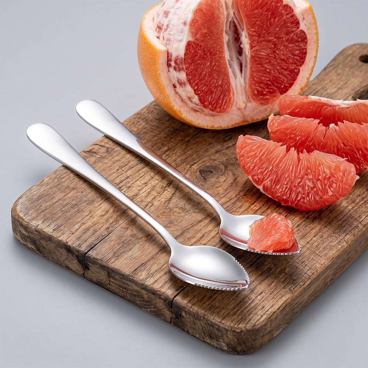 6 Pcs Grapefruit Spoon Knife, Stainless Steel Grapefruit Spoons Serrated Edge Knife Grapefruit Spoon & Knife Set Dessert Spoon for Citrus Kiwi Orange Lemon Pitaya Avocado(Silver)