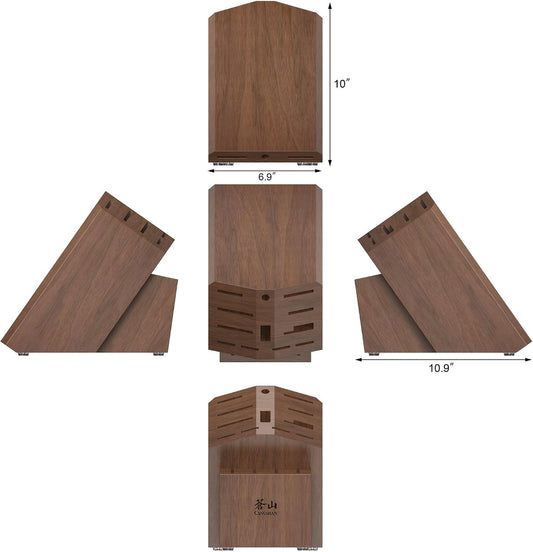 Cangshan Empty Knife Block, 16-Slot Organizer, Angled Top (Acacia Wood)