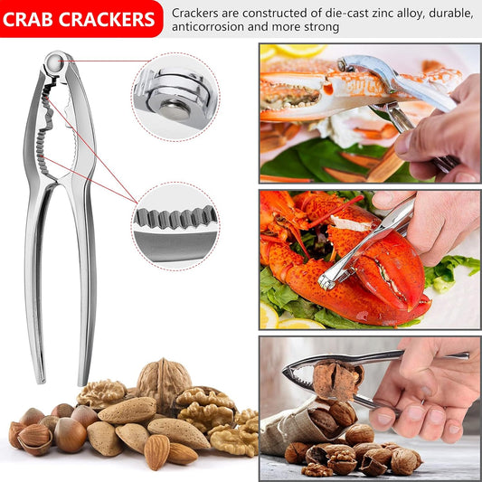 Seafood Tools Set Includes 4 Crab Crackers 6 Seafood Fork 6 Lobster Crackers 1 Seafood Scissors 1 Oyster Knife 1 Shrimp Cleaning Tool-Nutcracker Set(19 Piece )