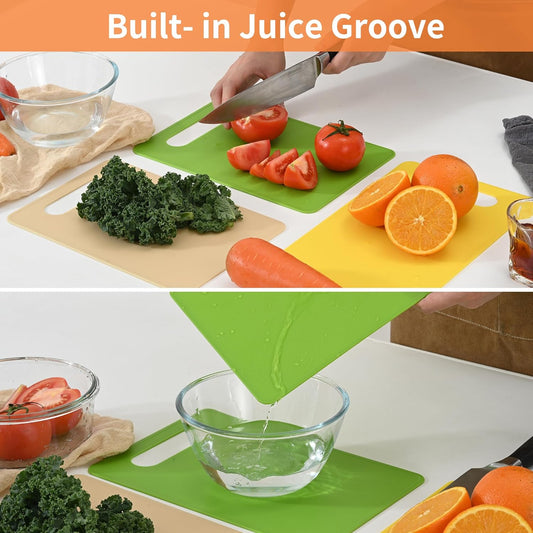 Plastic Cutting Board Set, 3 Pack Small Boards, Dishwasher Safe | 3 Pack Small Cutting Boards for Kitchen, BPA-Free Plastic, Dishwasher Safe, Flexible, Color Coded, Easy Grip Handle