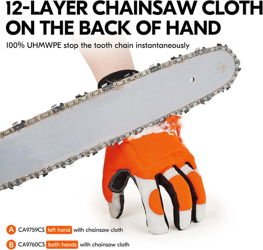 ... Leather Chainsaw Gloves,Both/Left hands Protection(CA97659/CA9760)